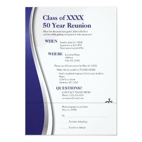 Customizable 50 Year Class Reunion Invitation Class
