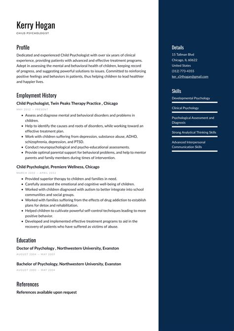 child psychologist resume examples writing tips   guide