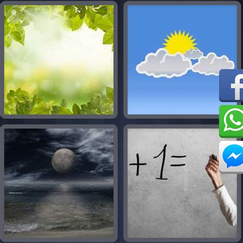 Disfruta del nuevo modo de juego y deslumbra a tus amigos con tu rapidez adivinando las palabras del juego. 4 Fotos 1 Palabra Nubes Sol Vegetacion Luna Noche Calculo ...