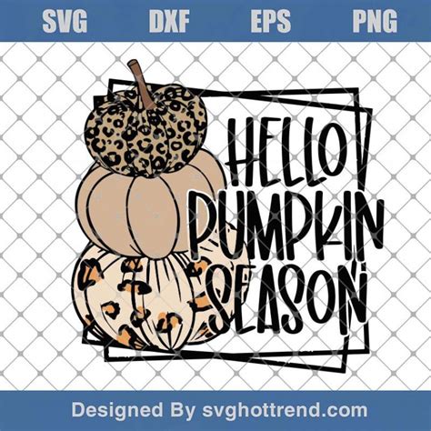 Hello Pumpkin Season Svg Leopard Pumpkins Svg Fall Pumpkin Svg Hello
