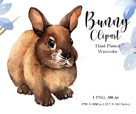 Watercolor Bunny Clipart Baby Rabbit Wall Art Decor Nursery Etsy