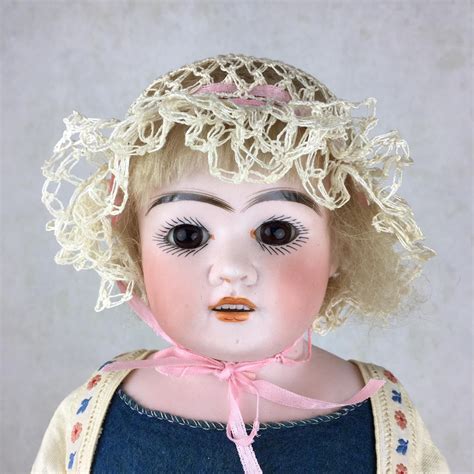 Antique Bisque Head Doll German Bisque Head Doll On Rare Blue Wool Body