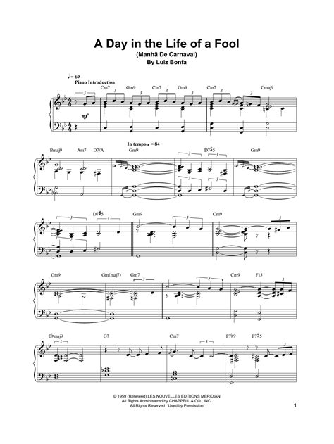 A Day In The Life Of A Fool Manha De Carnaval Sheet Music Vince