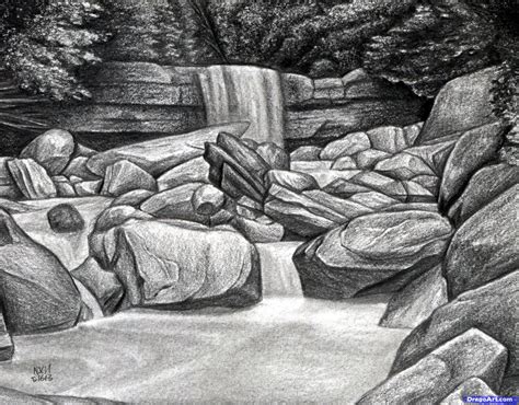 In the first step, i will draw two straight lines on this page with a black pointer. How to Draw a Creek, Step by Step, Watermasses, Landmarks & Places ... | Realistic drawings ...