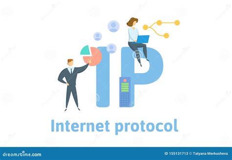 Ip Internet Protocol Concept With People Letters And Icons Flat