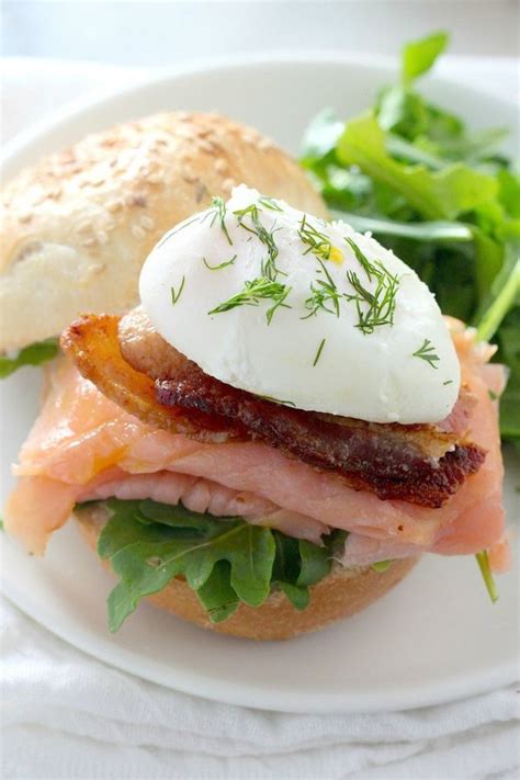 Arrange the watercress, avocado slices, and salmon on plates. Smoked salmon breakfast, Breakfast slider, Brunch recipes