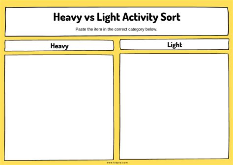 Heavy Vs Light Sorting Activity Worksheets Kidpid
