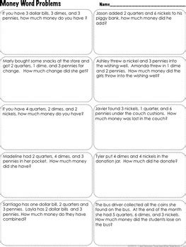 2nd Grade Money Word Problems - Common Core 2.MD.8 by Lisa Tarman