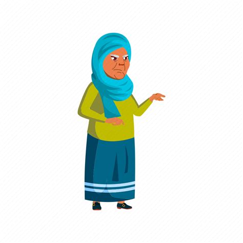 Mature Age Muslim Lady Senior Grumbling Grandfather Icon