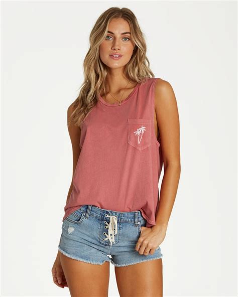 Graphic Tees And Tanks Billabong Womens Peaceful Palms Tank Stone Rose