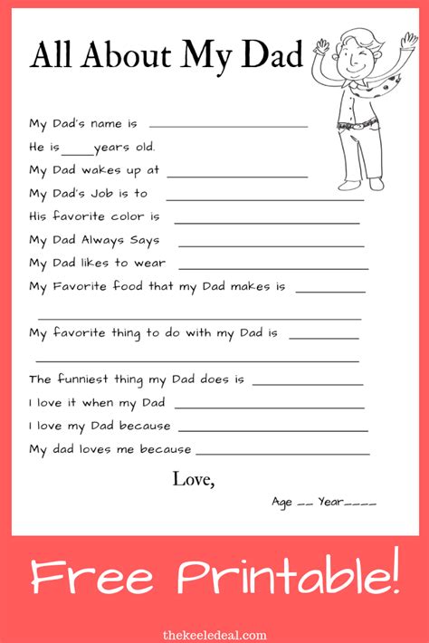 All About My Dad Questionnaire Free Printable The Keele Deal