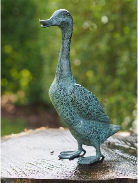 Statue De Jardin Statue En Bronze Canard à Long Cou Bronzartes