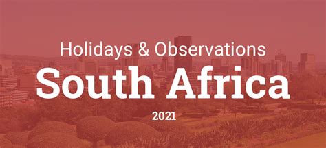Holidays And Observances In South Africa In 2021