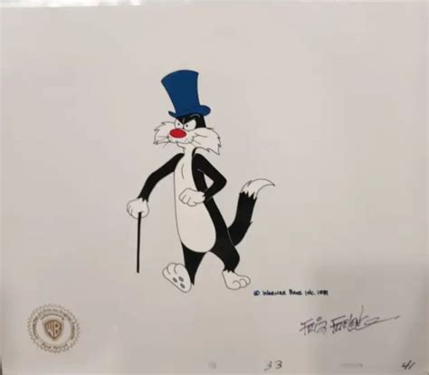 Warner Bros Sylvester Hand Inked Production Cel 1981 Signed Friz