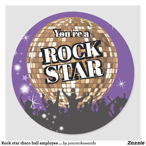 Rock Star Disco Ball Employee Recognition Sticker Disco