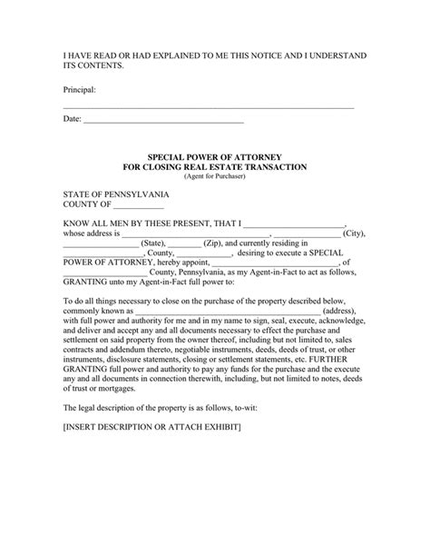 Special Power Of Attorney Template In Word And Pdf Formats Page 2 Of 4