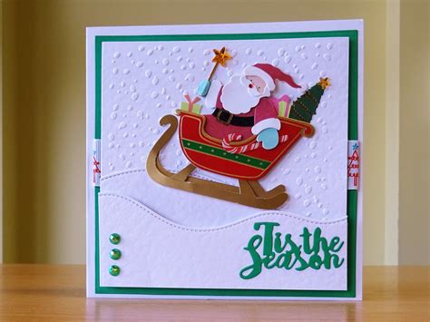 Christmas Card Handmade Santa And Sleigh Embellishment For More Of My