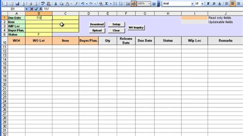 Work Order Tracking Spreadsheet — Db