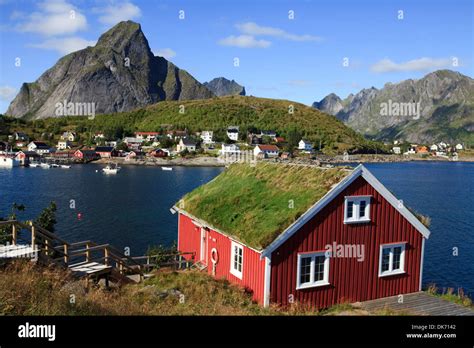 House With Traditional Grass Roof In Reine Lofoten Islands Nordland