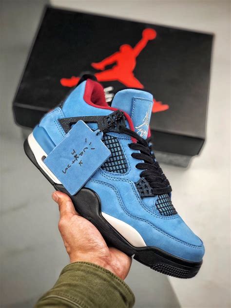 Travis Scott X Air Jordan Iv Retro Hintergrund Iphone Schuhe Blau