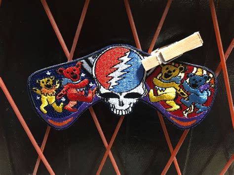 Grateful Dead Embroidered Patch W Dancing Bears And Lightning Bolt Skull Boardwalk Vintage
