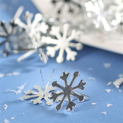 Silver Metal Snowflake Brads Snow Snowflakes Glitter Christmas