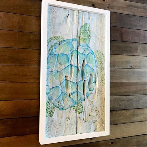 Nautical Wood Decor Turtle Art Sea Turtle Beach Decor Etsy Turtle