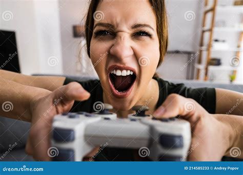 Female Gaming Addiction Stock Image Image Of Overreact 214585233