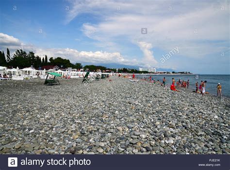 Sochi Russia June 5 2018 People On A Pebble Beach In Imereti Bay