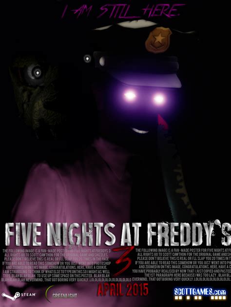 Five Nights At Freddys 3 Poster The Purple Man Fan Made Five