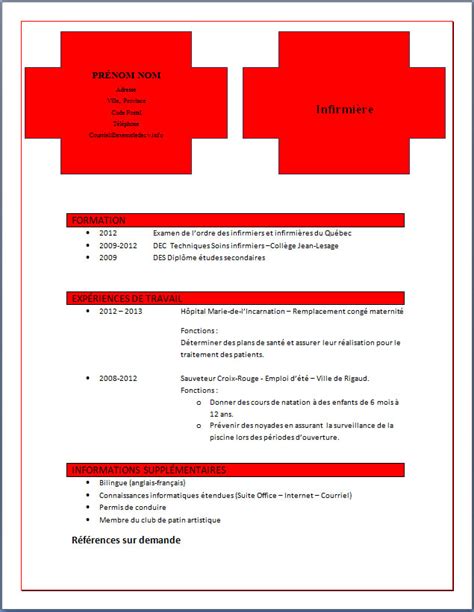 Exemple Et Modèle De Cv 330 Infirmier Infirmière Exemple De Cv Info