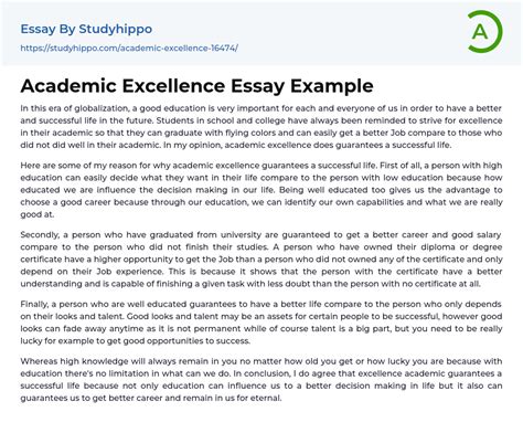 Academic Excellence Essay Example
