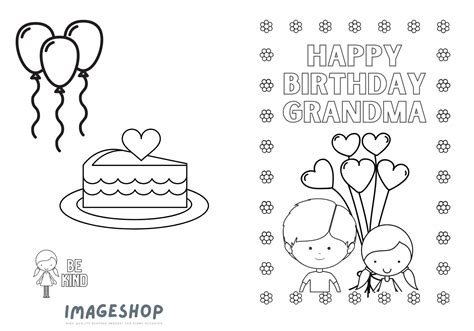 Grandma Birthday Card Happy Birthday Colour In Card Instant Etsy