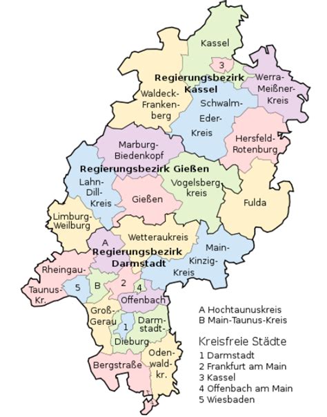 Map Of Hessen Germany With Cities And Towns