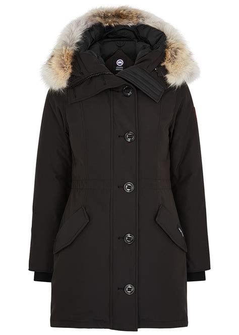 canada goose cotton rossclair fusion fit fur trimmed parka in black lyst