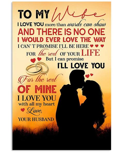 to my wife love your husband i love you more than words can show and there is one unframed
