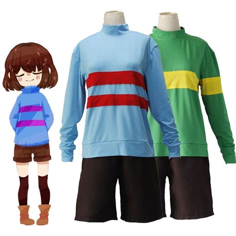 Customize Anime Undertale Chara Frisk Blue Green Hoodie Cosplay
