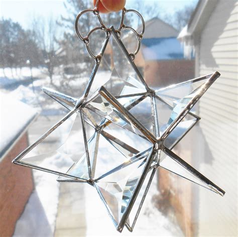 Stained Glass Beveled Moravian Star 3d Prism Suncatcher