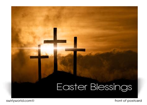 Modern Cross Christian Religious Easter Postcards Swirly World Design
