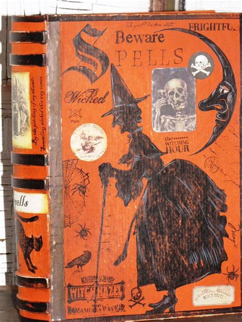 Large Vintage Paper Mache Halloween Witchs Book Of Spells Etsy