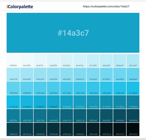 Pantone 16 4529 Tcx Cyan Blue Color Hex Color Code 14a3c7