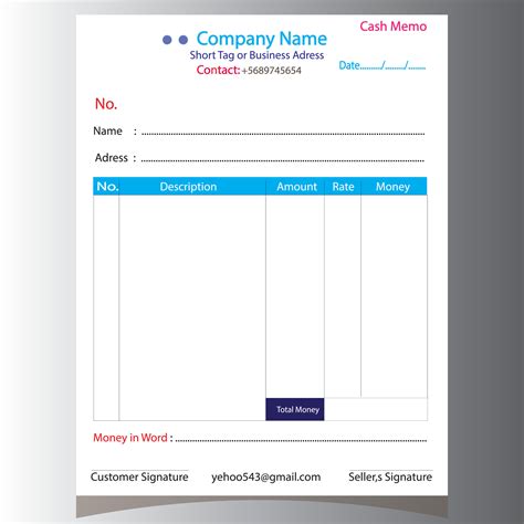 Business Payment Cash Memo Invoice Victor Template Design Sale Invoice