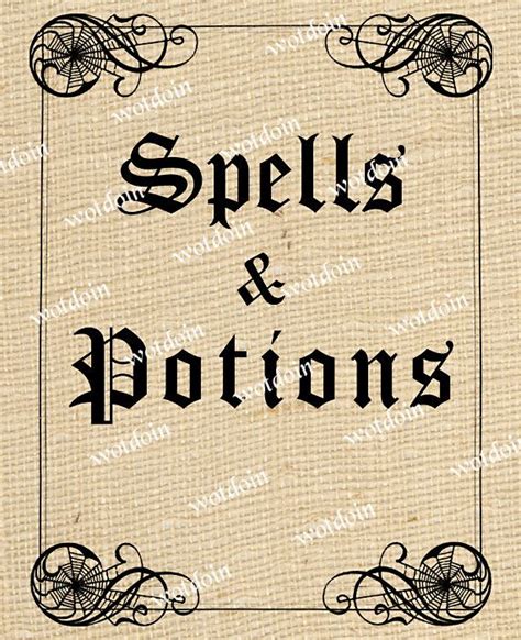 Printable Halloween Spells And Potions Book Cover Scrapbooks Etsy