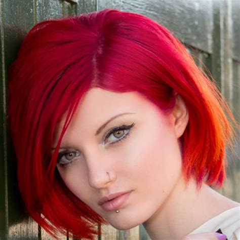 Red Beuty Human Hair Blend Wig Dyed Red Hair Short Hair Color Red Bob Hair