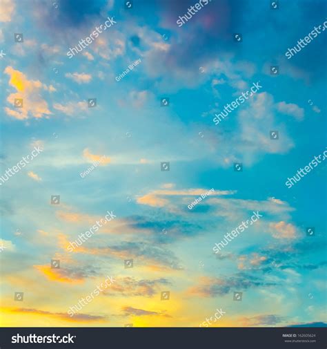 Bright Blue Color Sunset Sky Stock Photo 162605624 Shutterstock