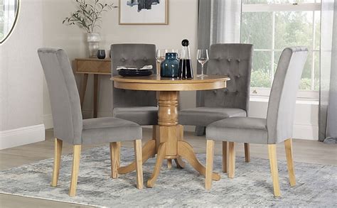 Kingston Round Dining Table And 4 Regent Chairs Natural Oak Finished