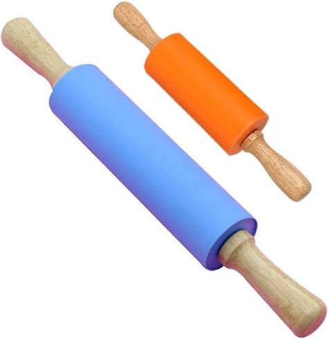 Nasnaioll Silicone Rolling Pin Non Stick Surface Wooden