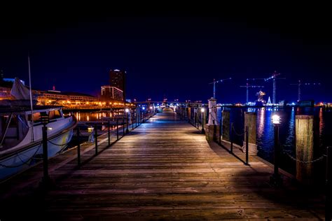 Free Images Dock Light Night City Alone Pier Walkway Cityscape