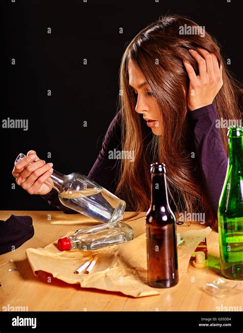 Girl In Depression Drinking Alcohol Stock Photo Alamy
