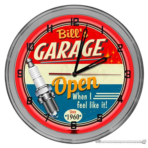 Vintage Mechanic Custom Light Up 16 Neon Garage Wall Clock